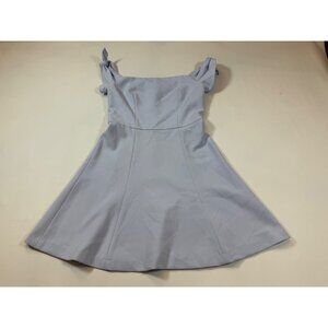 French Connection Blue Fit Flare Short Dress S Knot Sleeves Classic (bin ii97)